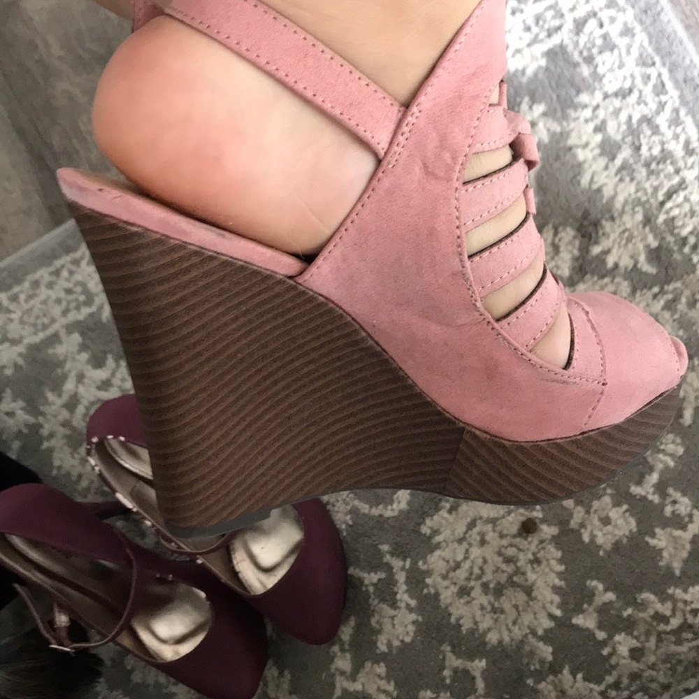 Today Only Price Drop !! Pink and Brown Wedges